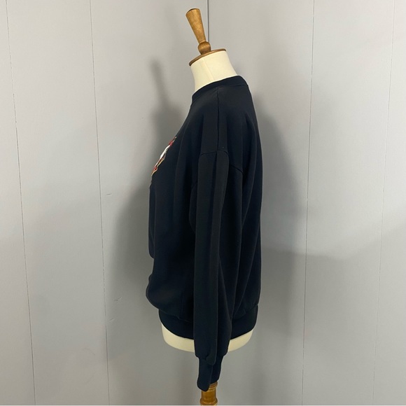 Vintage 90’s Embroidered Cardinal Hearts Christmas Sweatshirt Crew Neck Black - Picture 3 of 9